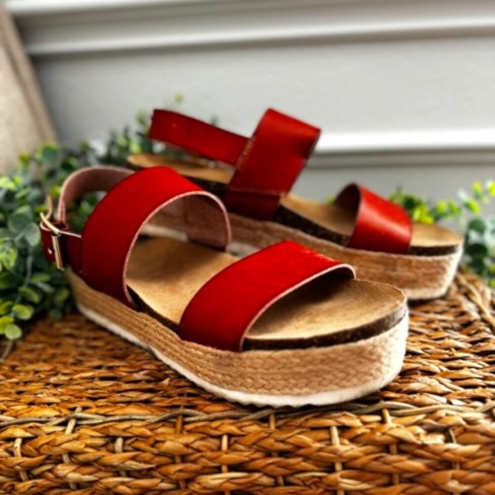 New Directions Lauren Platform Vegan Leather Sandals